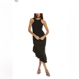 Never worn, beautiful black one shoulder Willa Midi Dress